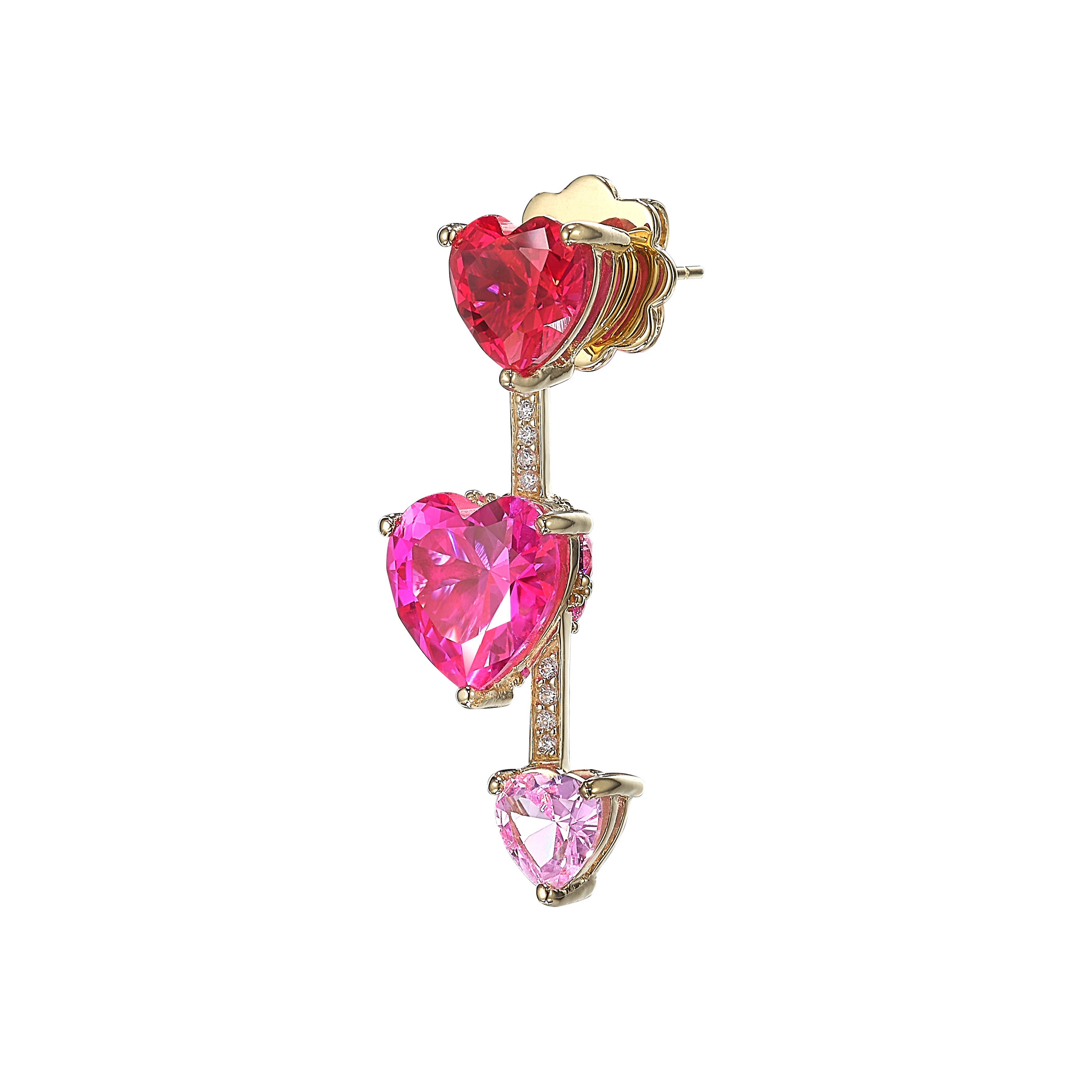 Ruby Heart Pendulum Earrings