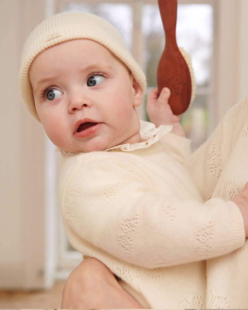 Angel Wing Cashmere Pointelle Sleepsuit