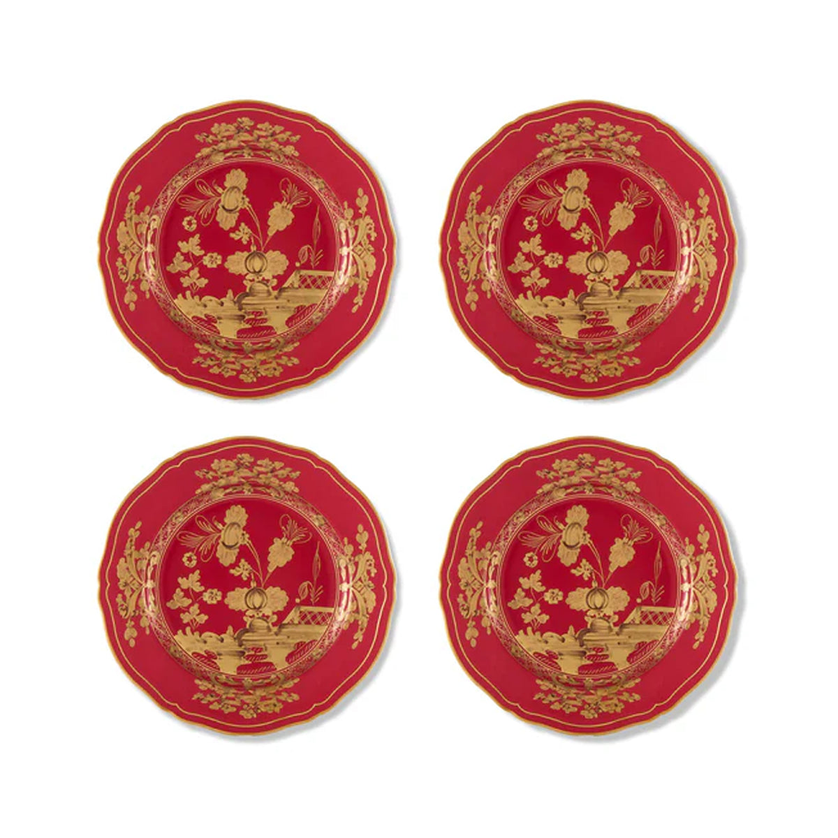 Oriente Italiano Dessert Plates in Rubrum, Set of 4