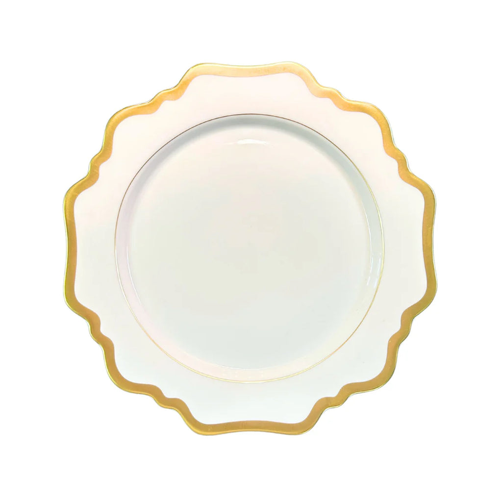 Antique White Dessert in Gold Rim