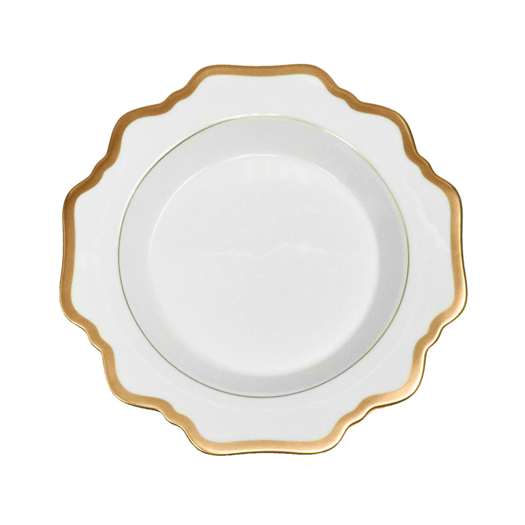 Antique White Rim Soup in Gold Rim