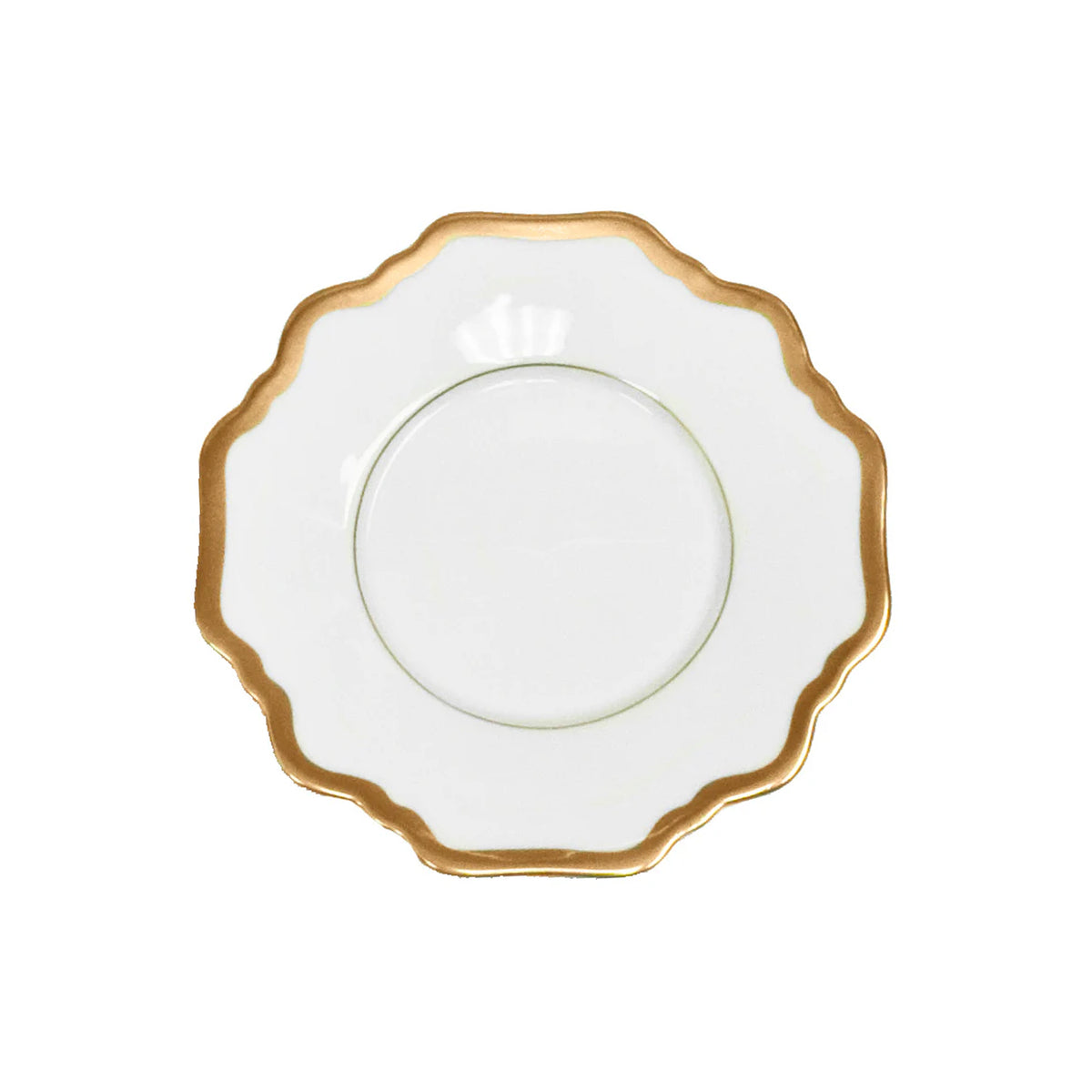 Antique White Tea Saucer in Gold Rim