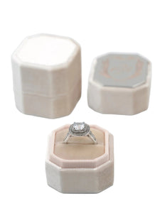 pale blush velvet octagon bevel ring box