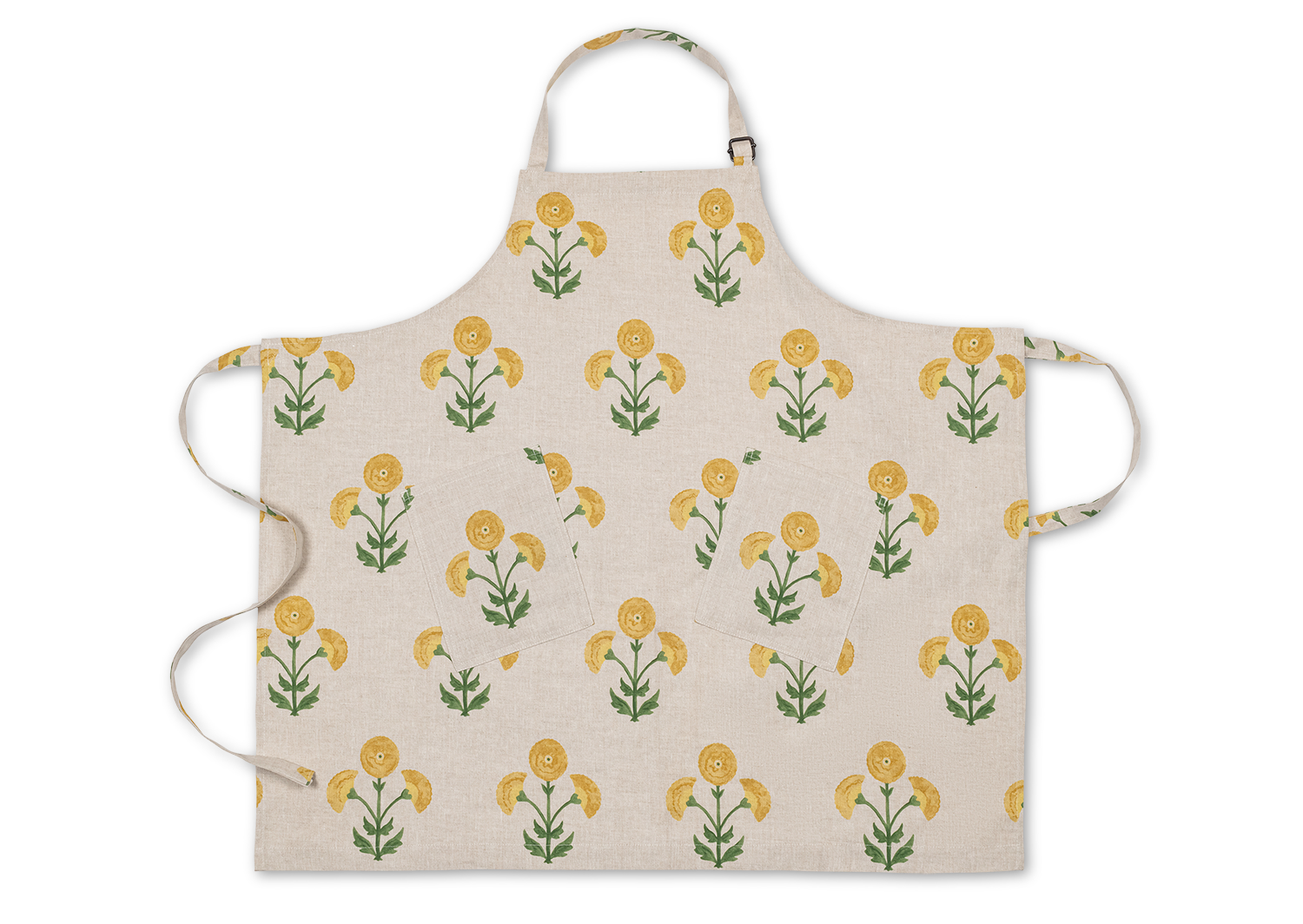 Matouk Schumacher Linen Apron in Gisele Marigold Natural