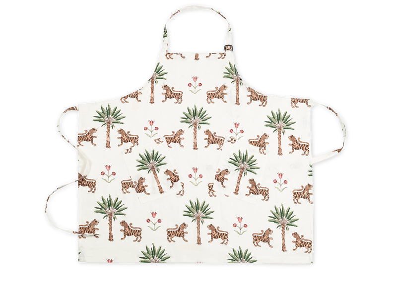 Matouk Schumacher Linen Apron in Tiger Palm Tigereye