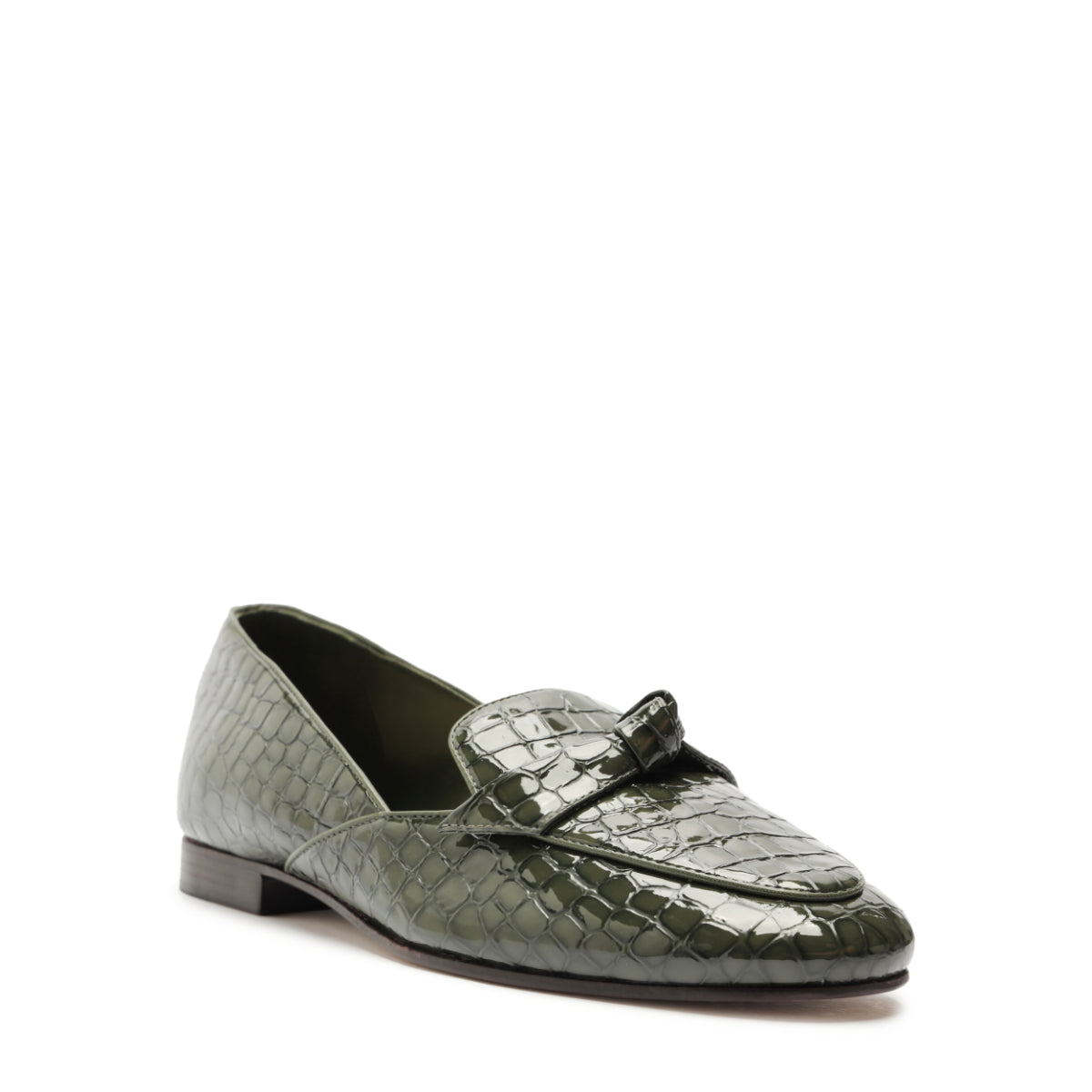 Clarita Belgian Crocco Loafer in Sage Leaf