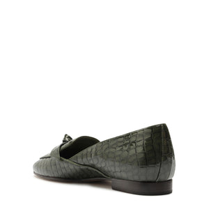 Clarita Belgian Crocco Loafer in Sage Leaf