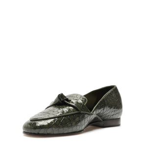 Clarita Belgian Crocco Loafer in Sage Leaf