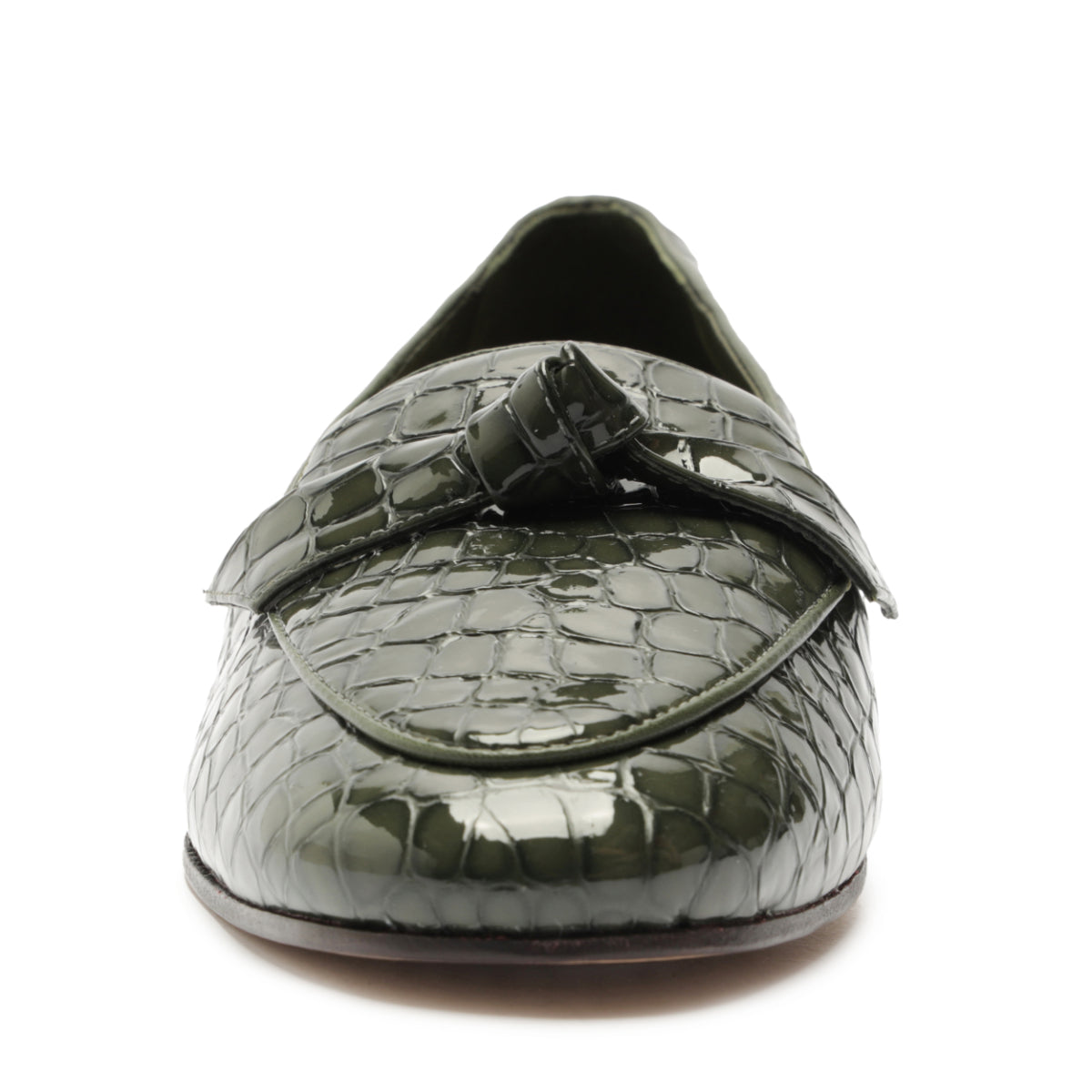 Clarita Belgian Crocco Loafer in Sage Leaf