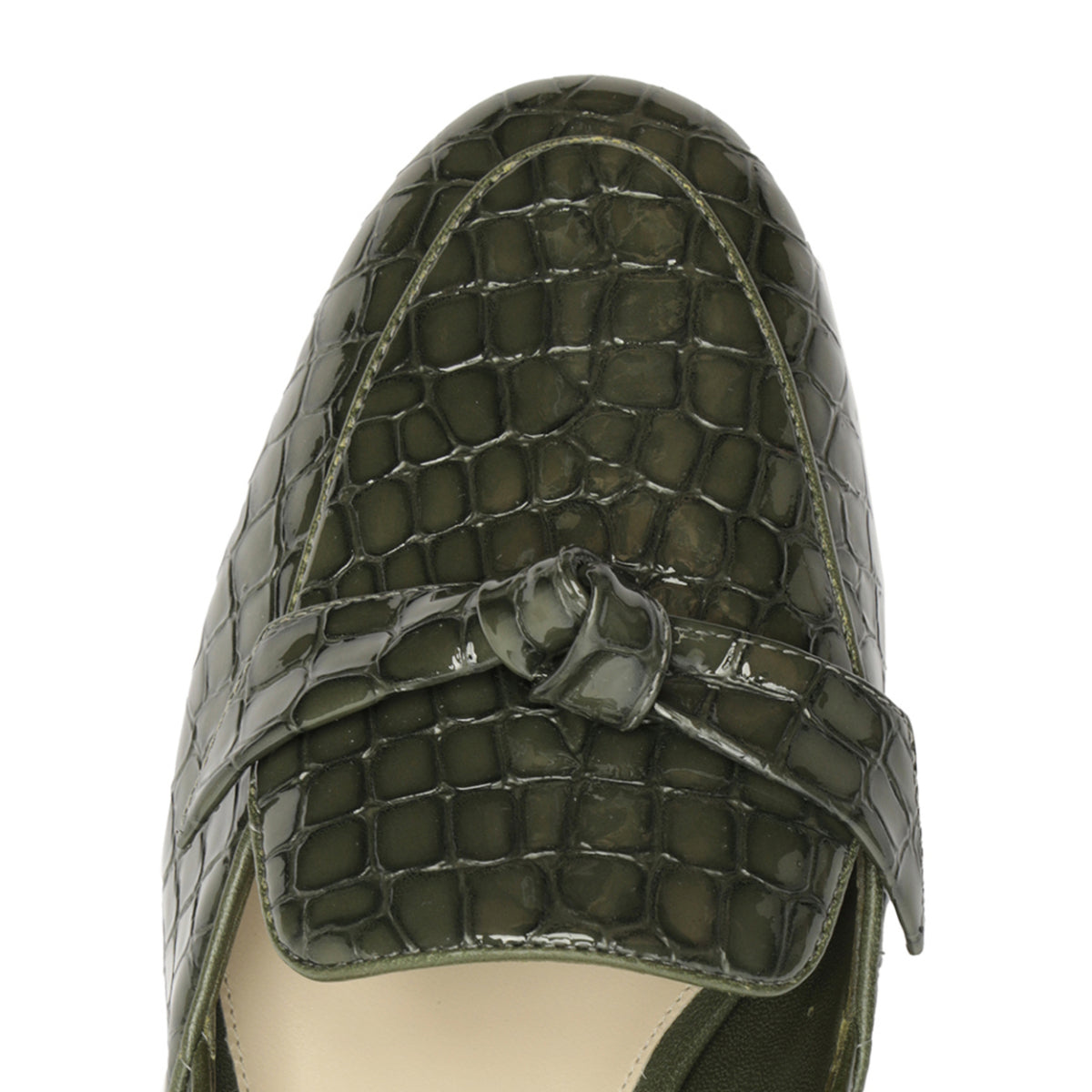 Clarita Belgian Crocco Loafer in Sage Leaf