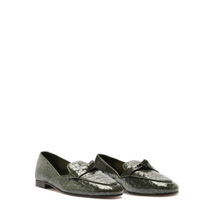 Clarita Belgian Crocco Loafer in Sage Leaf