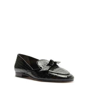 Clarita Belgian Crocco Loafer in Black