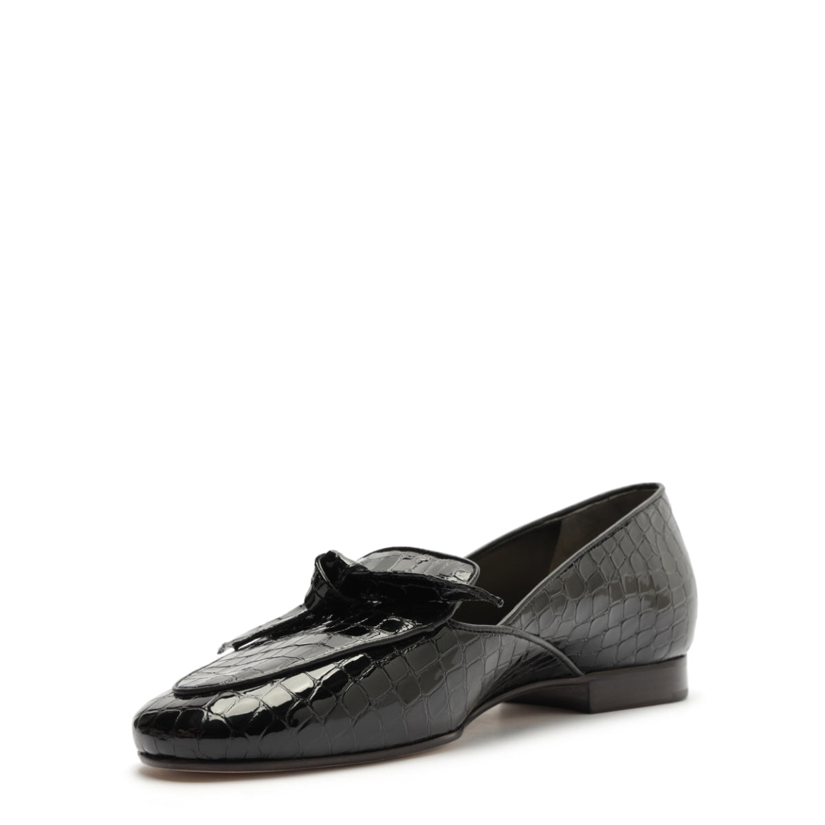 Clarita Belgian Crocco Loafer in Black