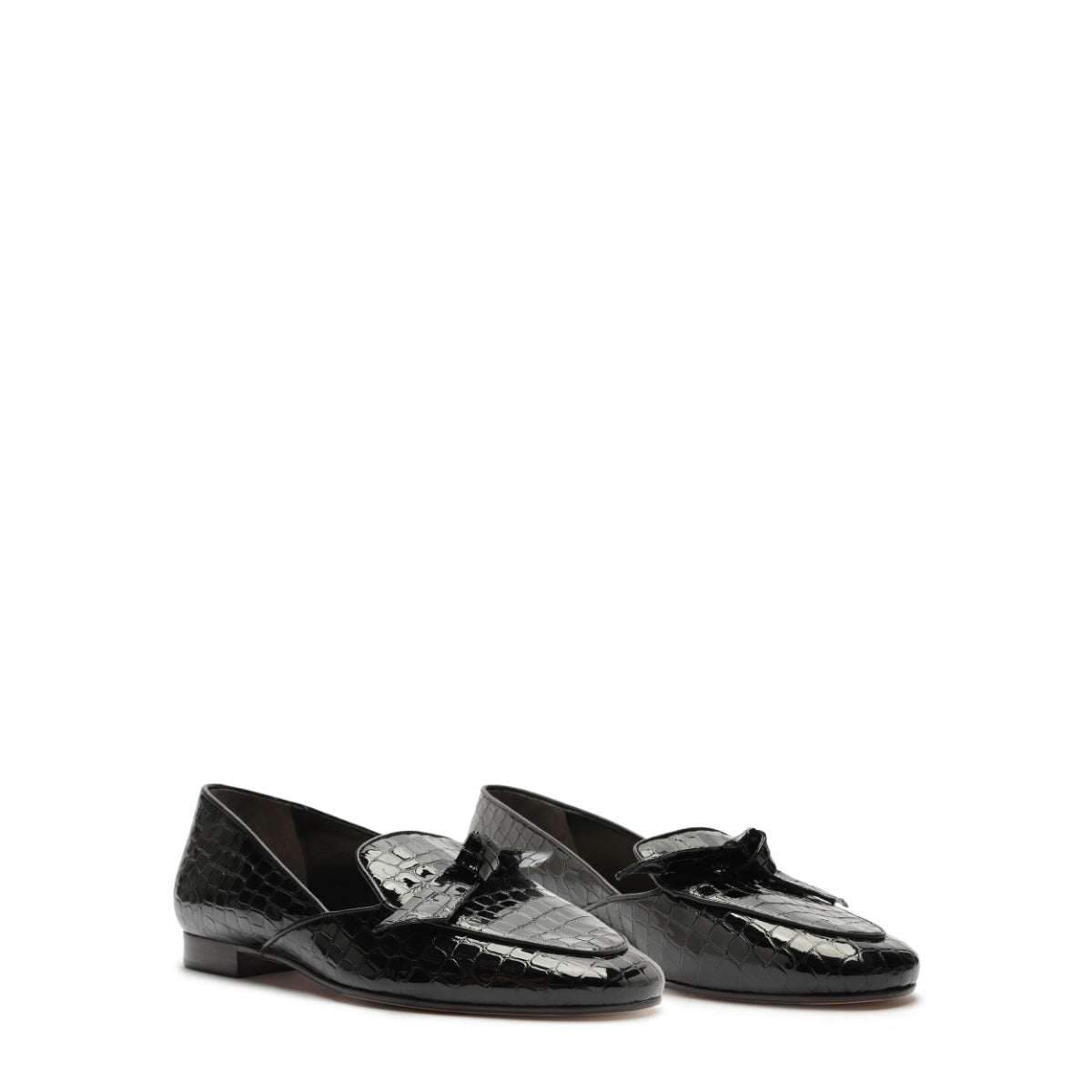 Clarita Belgian Crocco Loafer in Black