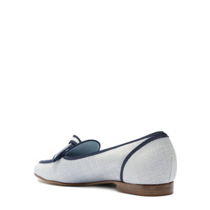 Grossgrain Raffia Loafer in Serene Blue/Oceana