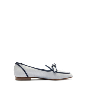 Grossgrain Raffia Loafer in Serene Blue/Oceana