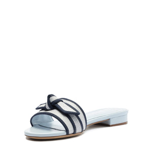 Grossgrain Raffia Flat in Serene Blue/Oceana