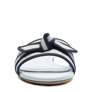 Grossgrain Raffia Flat in Serene Blue/Oceana