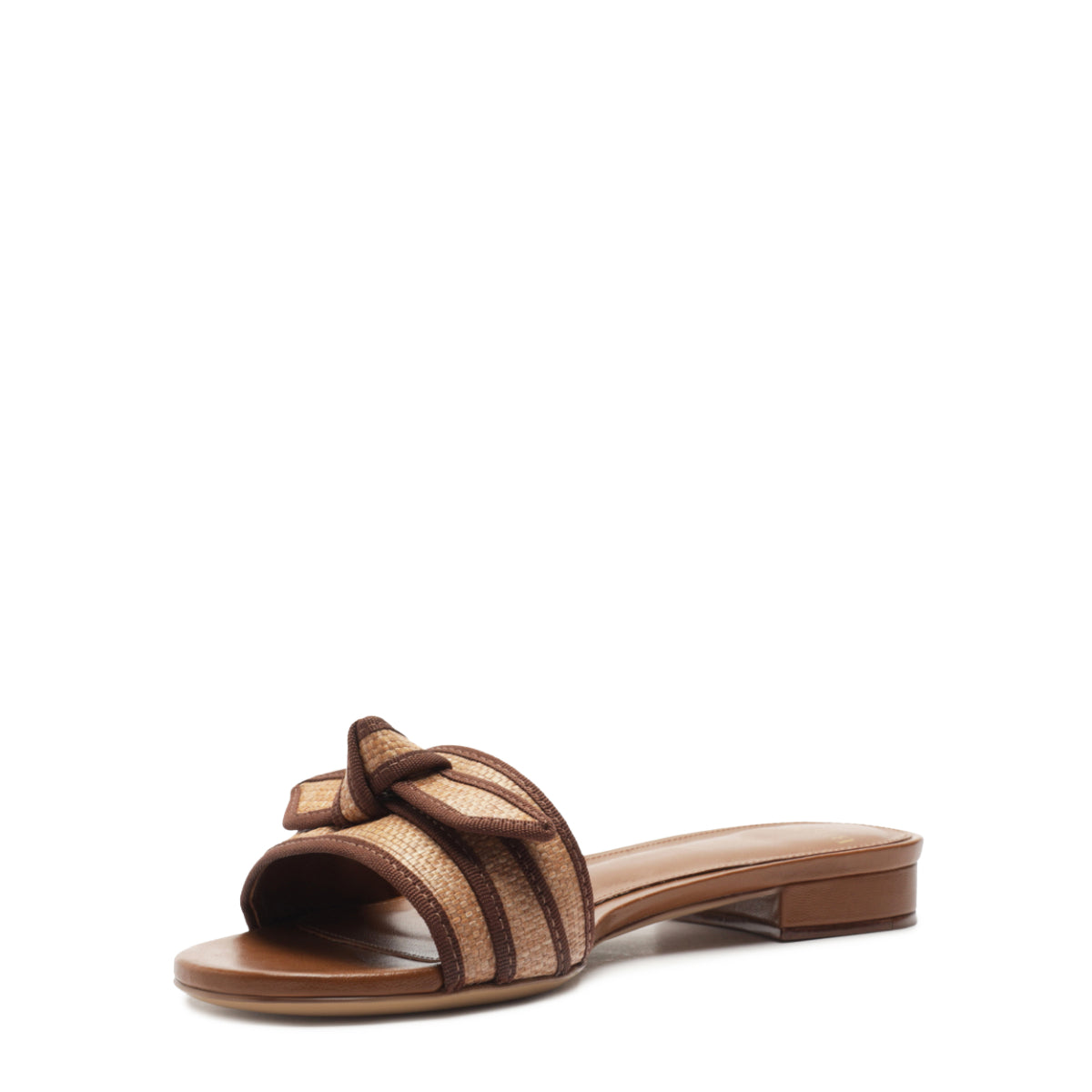 Grosgrain Raffia Flat in Espresso/Dark Brown