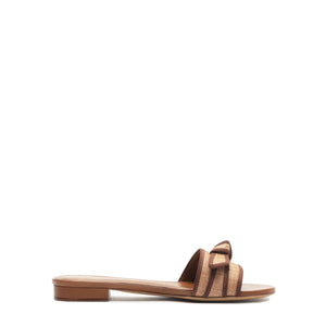 Grosgrain Raffia Flat in Espresso/Dark Brown