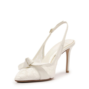 Clarita Classic Slingback 85 in Pizzo Off White/Ivory