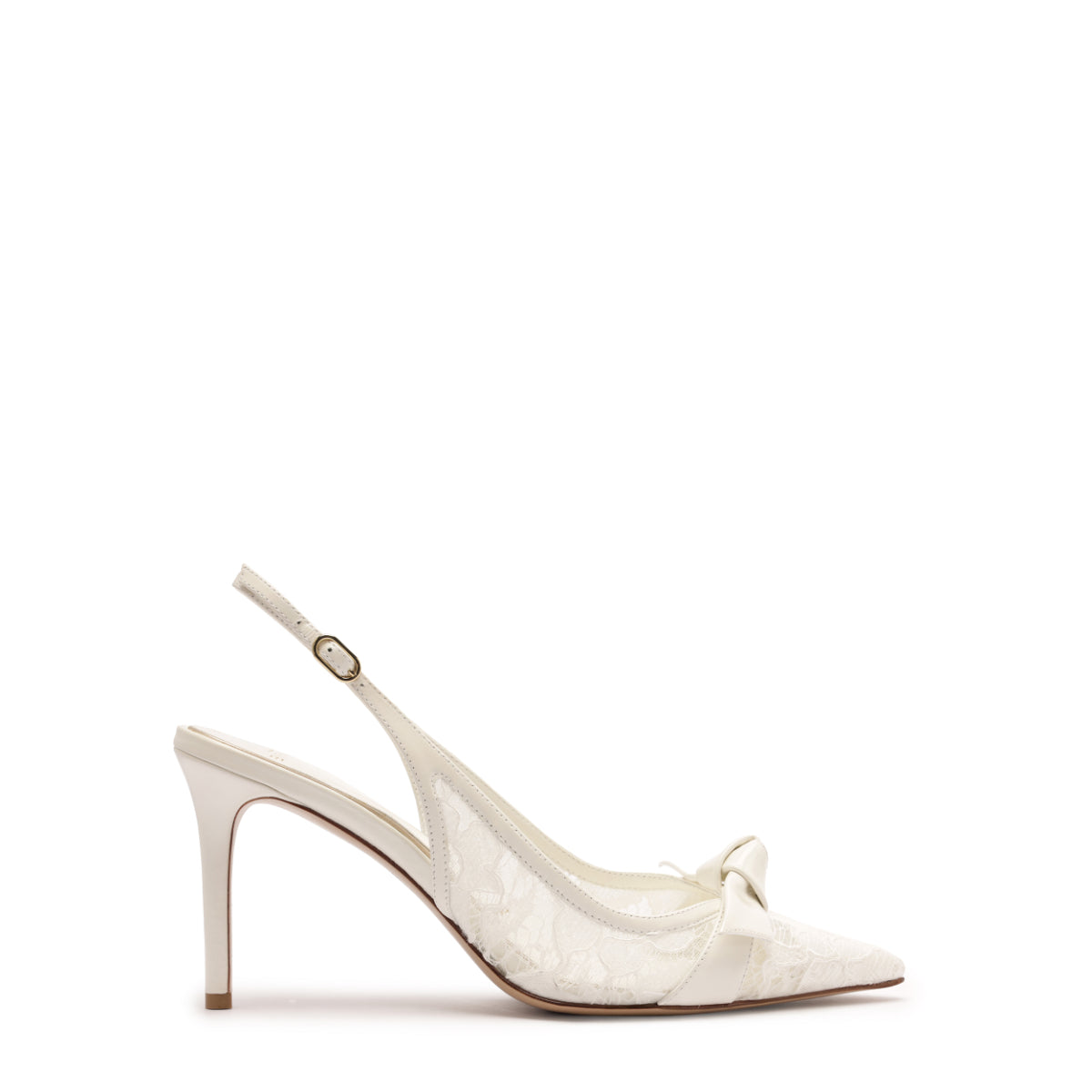 Clarita Classic Slingback 85 in Pizzo Off White/Ivory