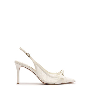 Clarita Classic Slingback 85 in Pizzo Off White/Ivory