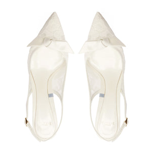 Clarita Classic Slingback 85 in Pizzo Off White/Ivory