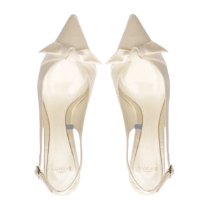 Clarita Classic Slingback 85 in Seta Bianco