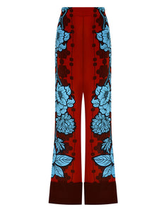 Havana Crepe Trouser in Glass Flower Burgundy