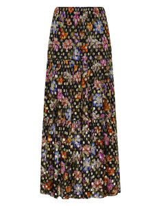 Frey Lamé Skirt in Painterly Flower