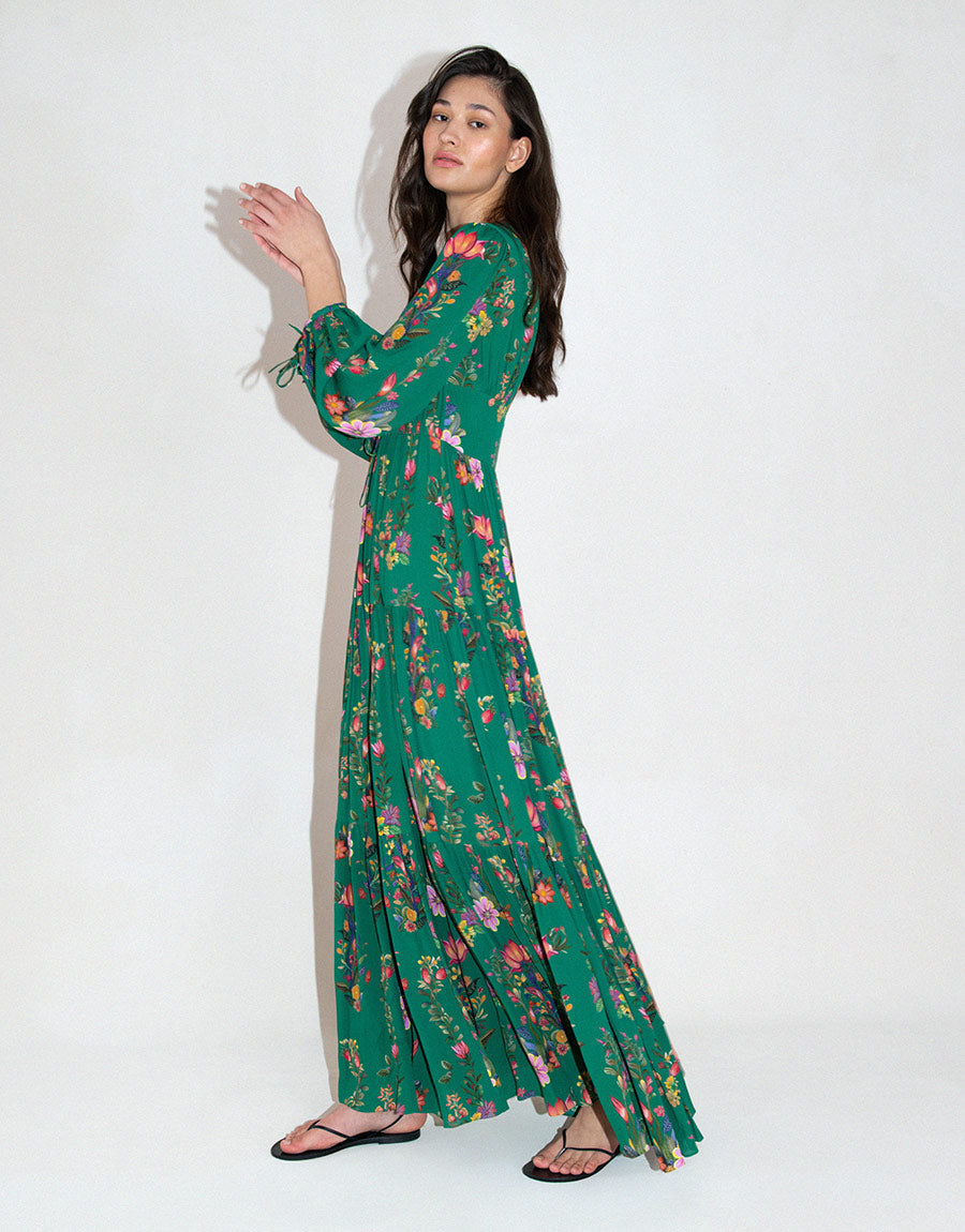 Freya Crepe Maxi Dress in Sierra Green