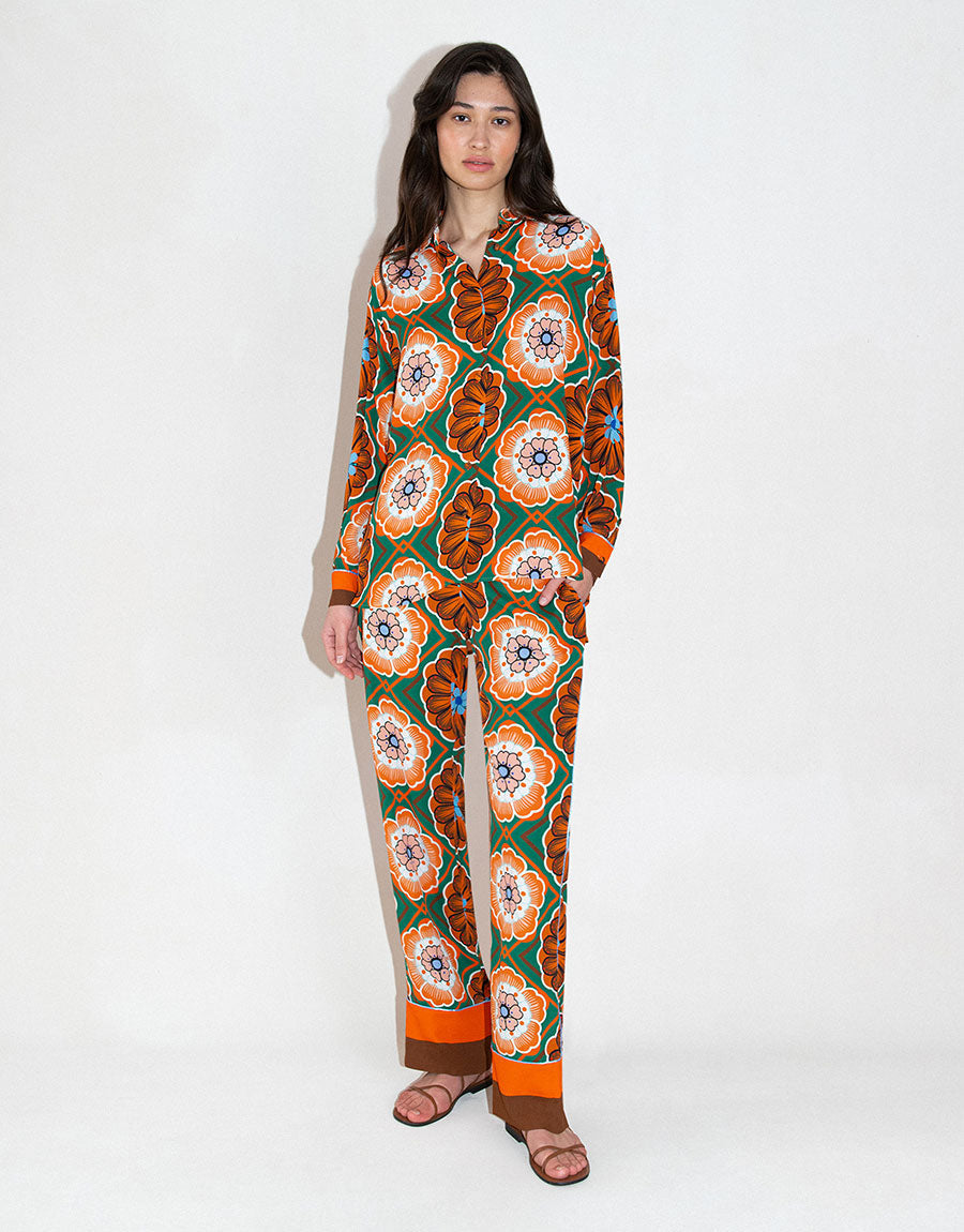 Nova Crepe Shirt in Flower Pop Orange