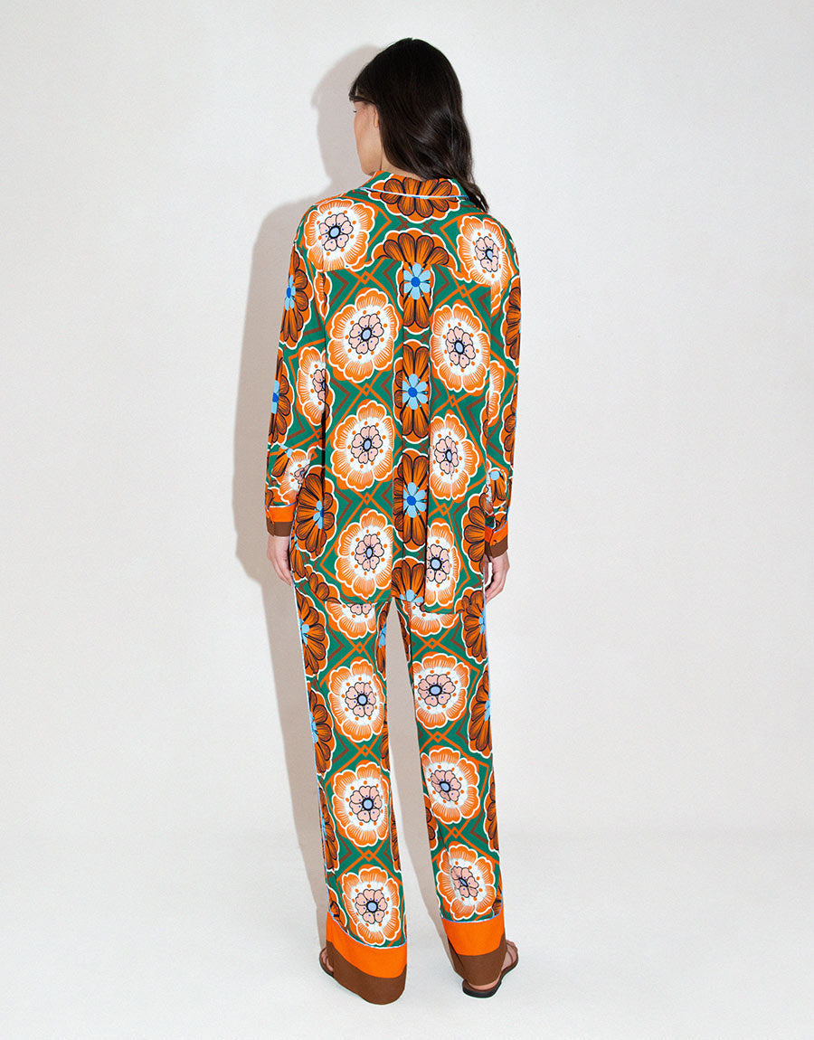 Havana Crepe Trouser in Flower Pop Orange