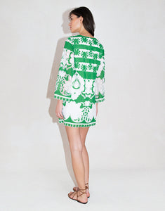 Stevie Burn Out Mini Dress in Green/White