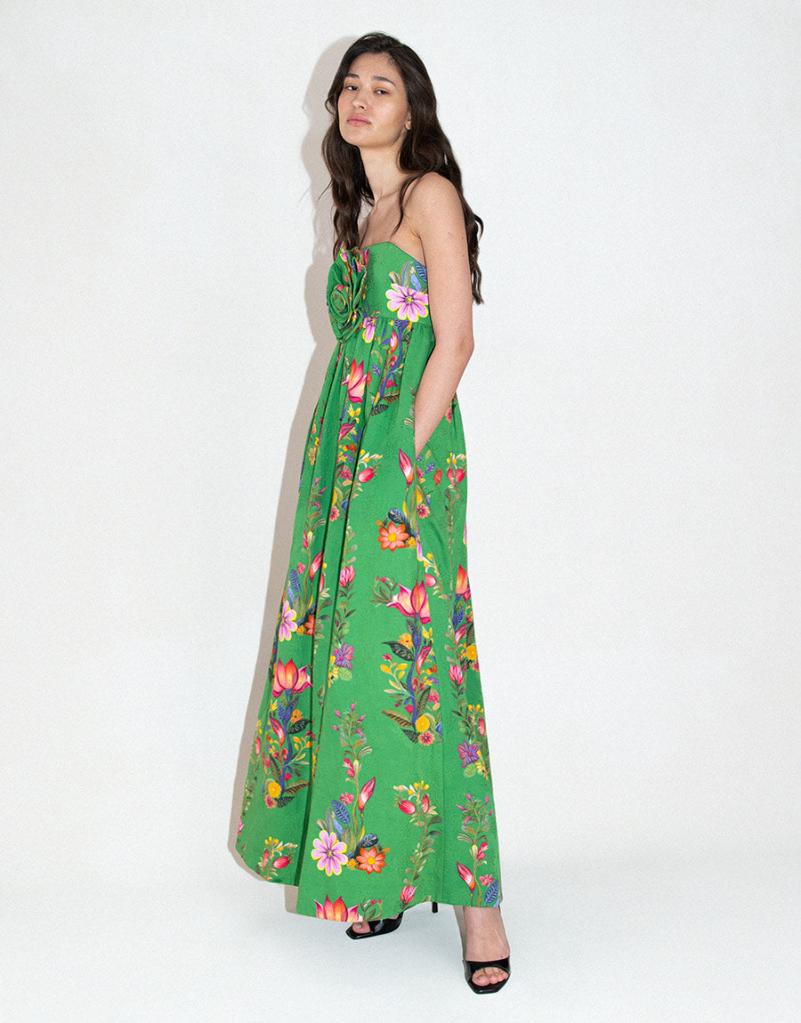 Anastasia Jacquard Maxi Gown in Sierra Jungle Green