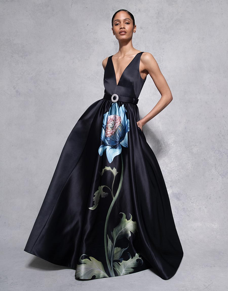 Arabella Taffeta Gown in Painterly Flower