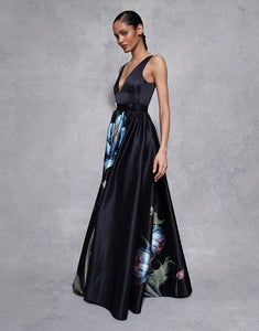 Arabella Taffeta Gown in Painterly Flower