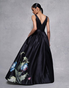 Arabella Taffeta Gown in Painterly Flower