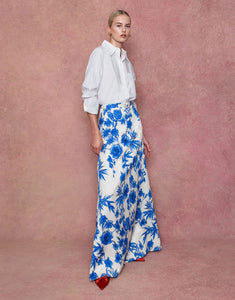 Bellamy Brocade Skirt in Antigua Blue