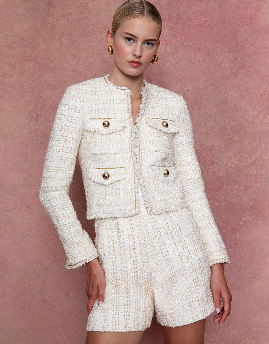 Venetia Tweed Jacket in Cream