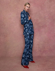 Morgan Denim Trouser in Floral Navy