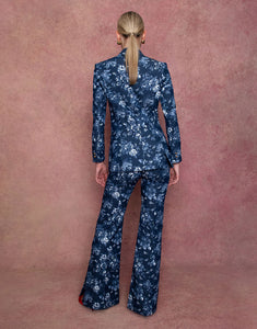 Morgan Denim Trouser in Floral Navy