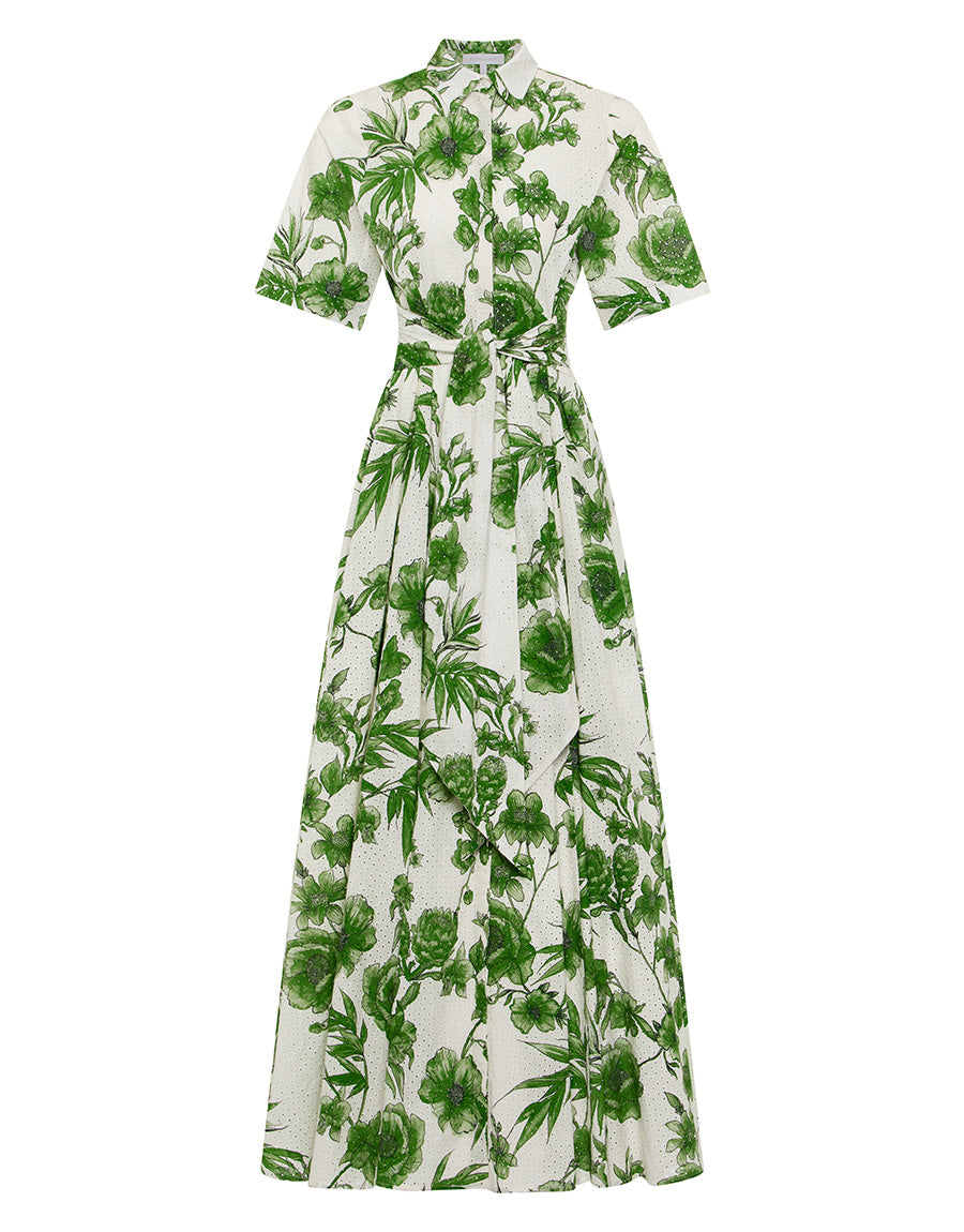 Posie Broderie Anglaise Maxi Dress in Antigua Green