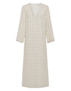 Eponine Tweed Maxi Dress in Cream