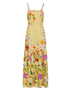 Cordiela Cotton Maxi Dress in Terrazo Flower Yellow