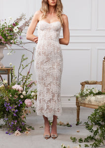 The Betty Dress in White Chantilly Lace