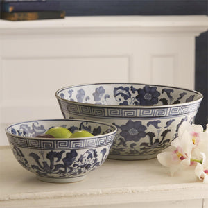 Blue & White Lotus Flower Bowl, Set of 2