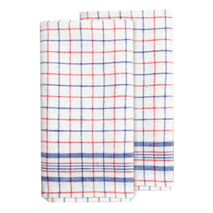 Bistro Tea Towel in Blue & Red, Set of 2