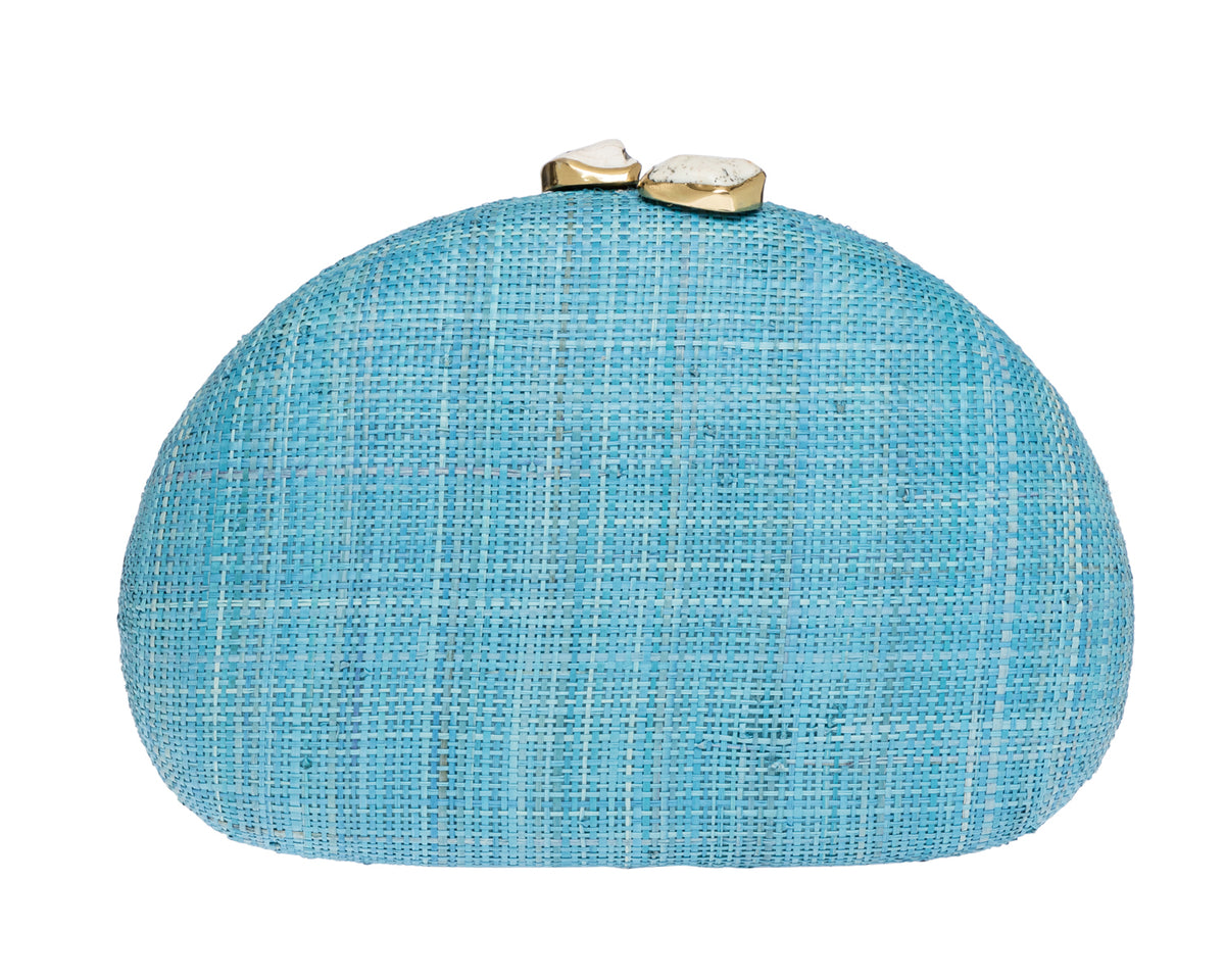 Berna Clutch in Light Blue & White